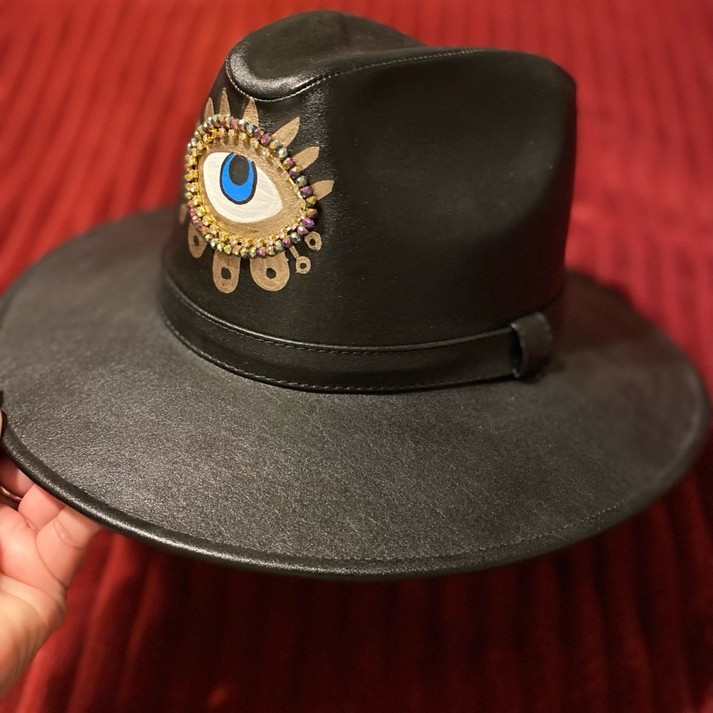 New Black evil eye fedora hat - Picture 2 of 2